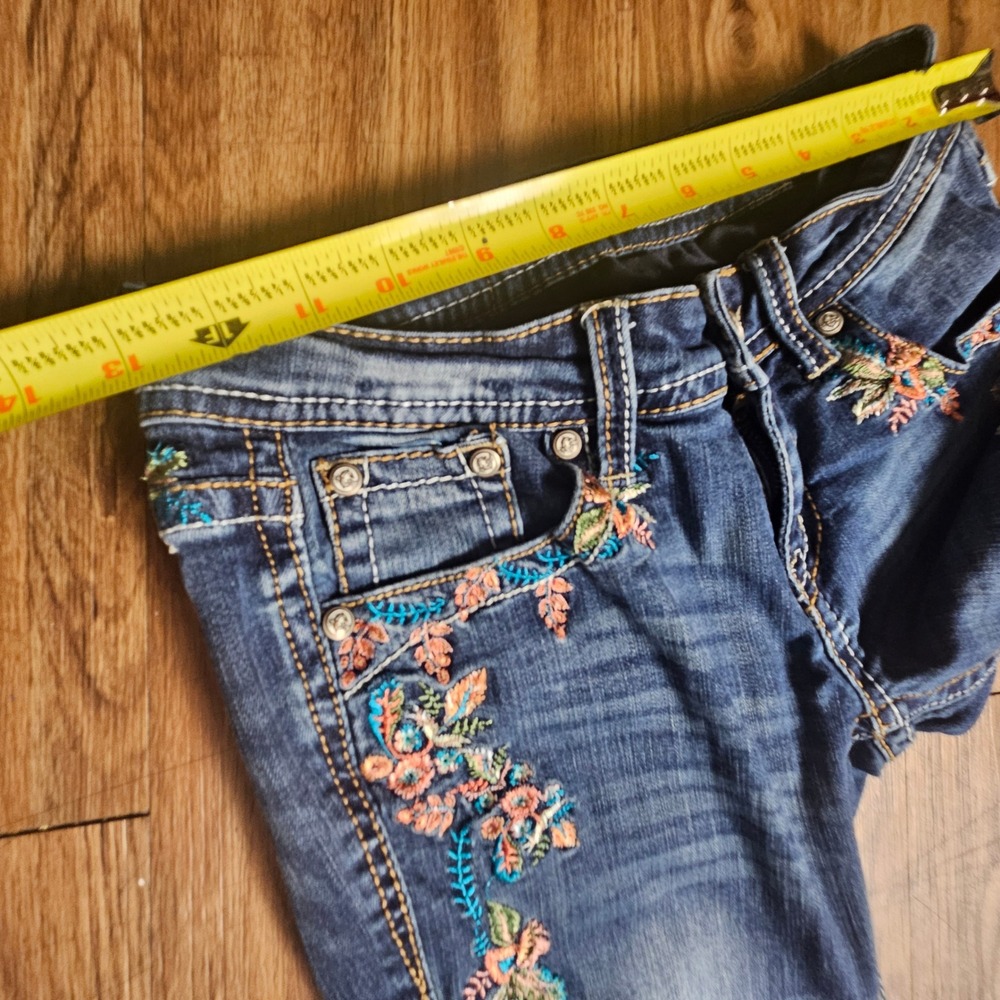 Grace in LA Floral Embroidered Skinny Jeans Womens 26x29 Boho Chic Festival - Picture 8 of 8